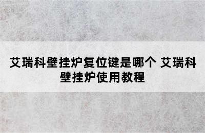 艾瑞科壁挂炉复位键是哪个 艾瑞科壁挂炉使用教程